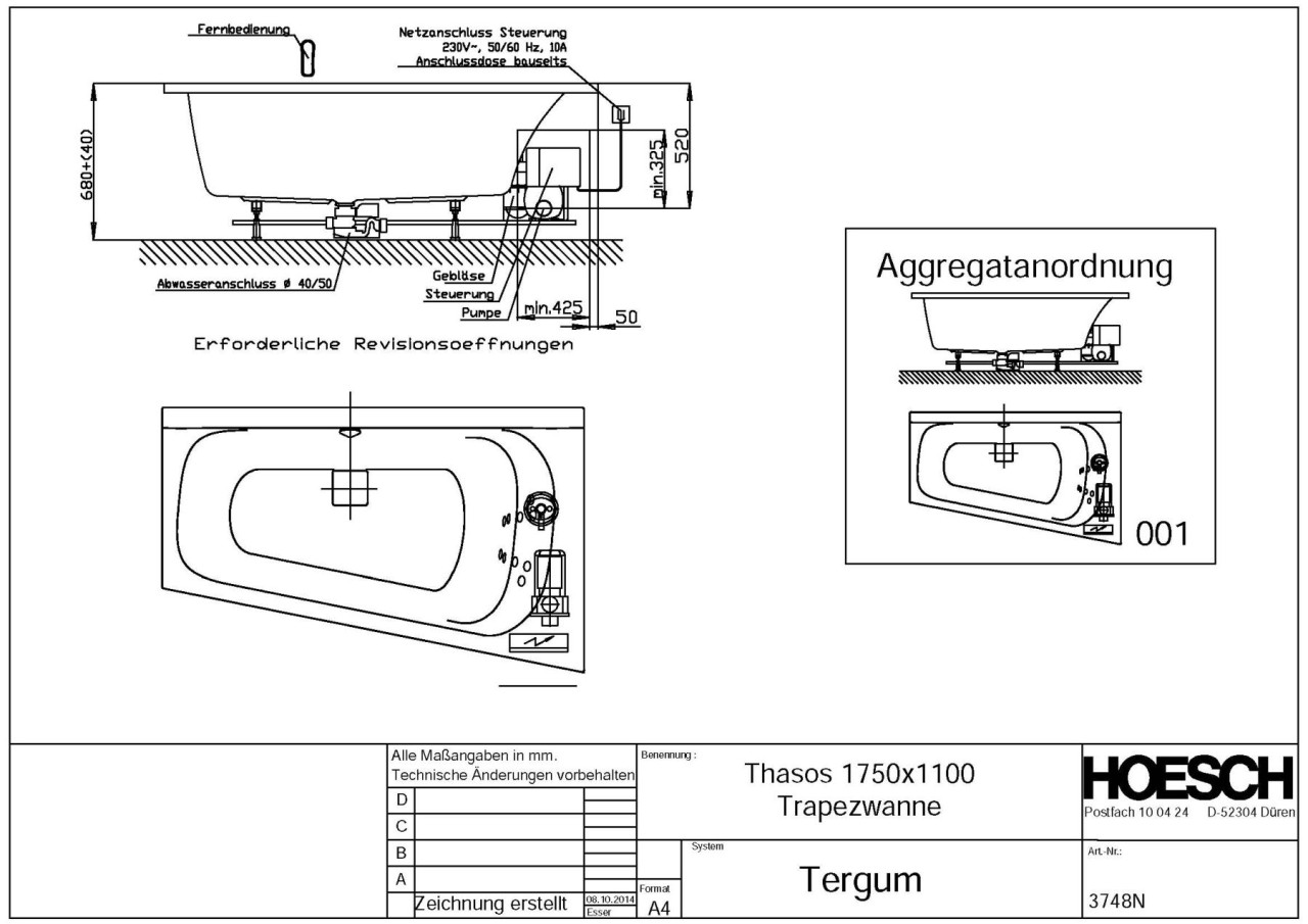 Hoesch Whirlwanne Thasos 3748 & Tergum Whirl, 3748N.010305001 Image