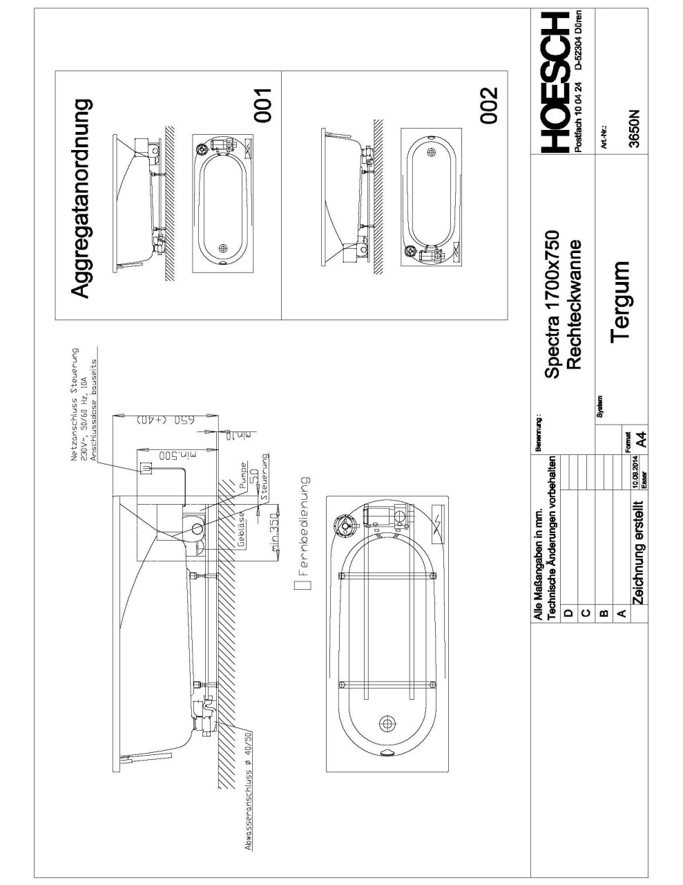 Hoesch Whirlwanne Spectra 3650 & Tergum Whirl, 3650N.010305001 Image