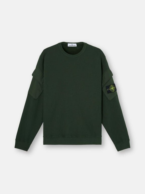 6100008 Brushed Organic Cotton Fleece - Green - Stone Island Knitwear