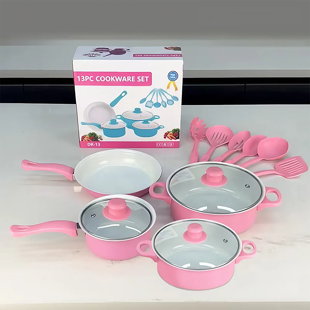 12 pezzi set di pentole antiaderenti pentola per il latte padella in pietra Maifan con coperchio set di pentole impilabili per tutti i piano cottura