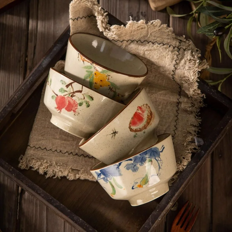 Chinese rice bowl household bowl retro high value noodle bowl dessert bowl rice bowl soup bowl ceramic tableware