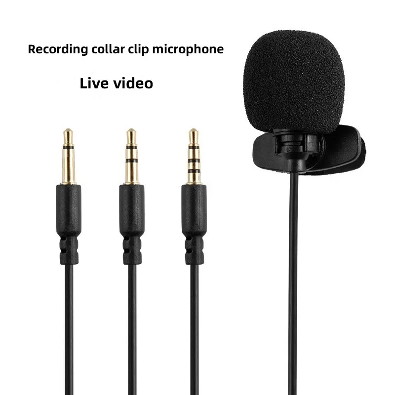 Mini microfono portatile cablato da 1,5 m tipo C per telefono PC portatile microfono USB lavalier con clip in metallo microfono a condensatore da 3,5 mm per altoparlante
