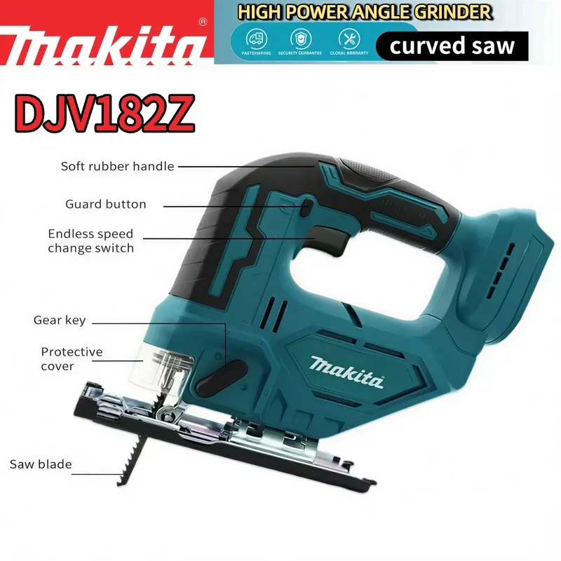 Original Makita DJV182Z Bürstenlose Stichsäge 390W Leistung Präzisions-Holzschnitt 135mm Kapazität 10mm Stahl Image