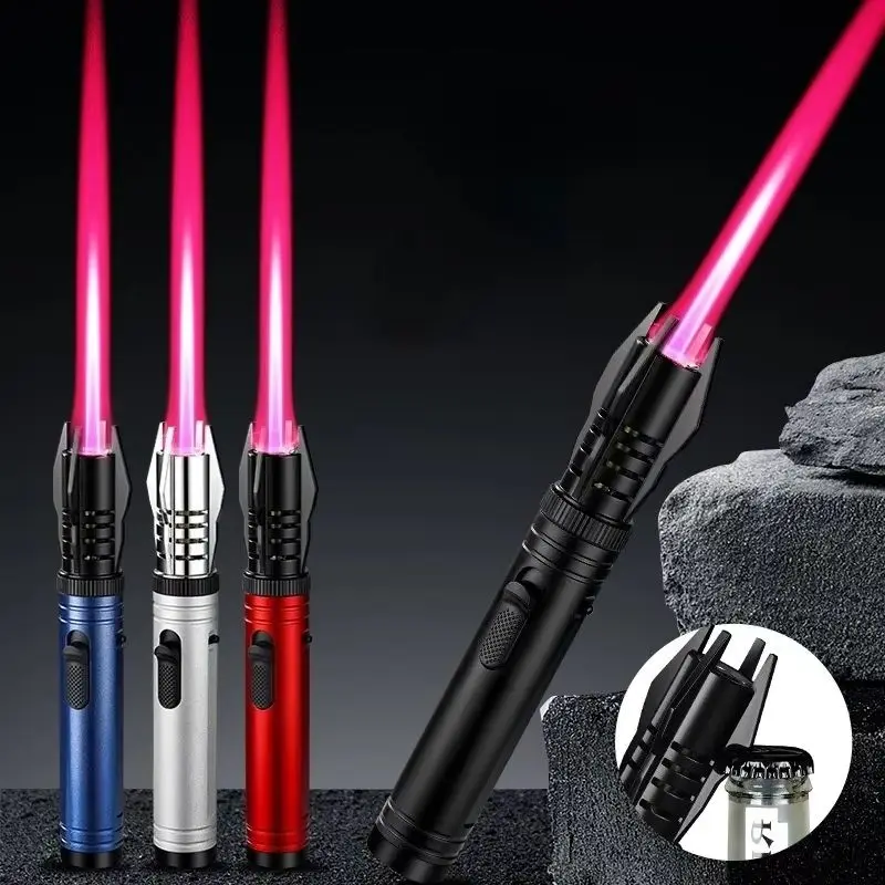 Leistungsstarkes Metall-Gasfeuerzeug für die Küche, Windfeste Fackel-Flamme, Grill- und Raucherzubehör, Zigarrenfeuerzeug, Geschenk für Männer Image