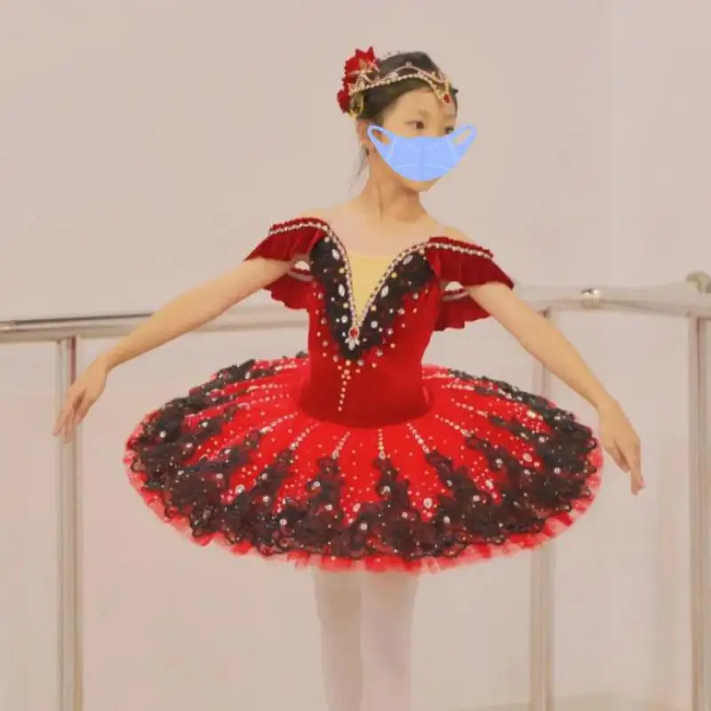 Kinder Professionelle Ballett Tutus Rot Paquita Leistung Ballett Kleid Für Mädchen Schwanensee Tanz Kostüme Pfannkuchen Tutu Röcke Image