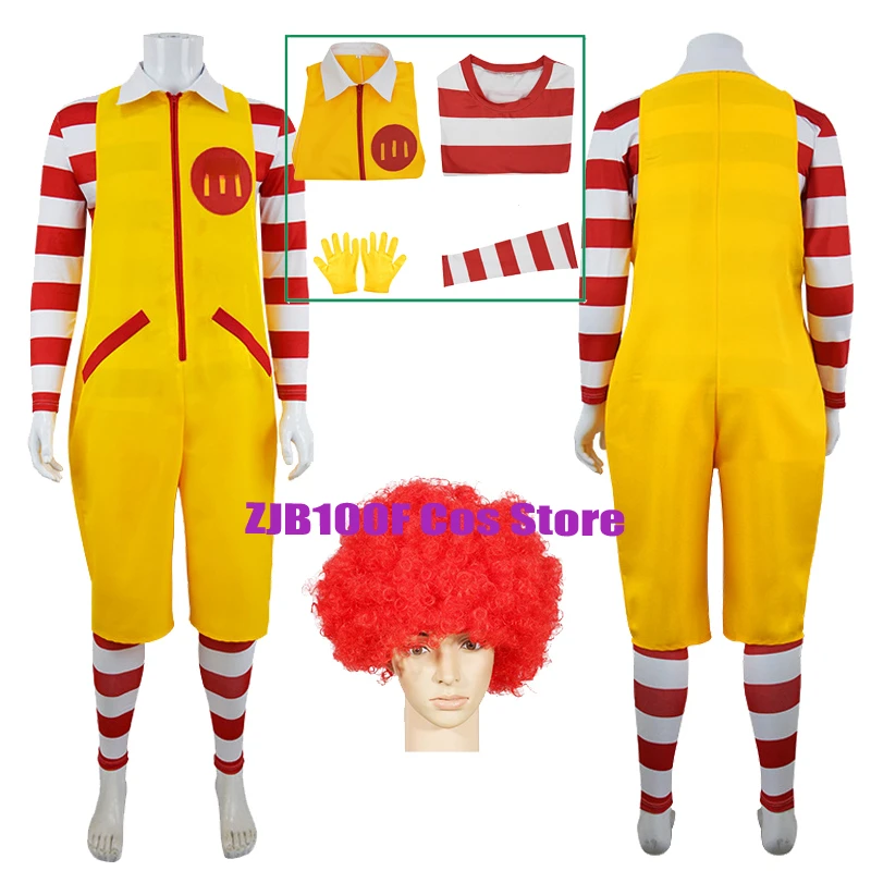 M Onkel Clown Cosplay Anime Eltern-Kind-Kostüm Overalls Fastfood Gelber Clown Kleidung für Kinder Halloween Weihnachten Cosplay Image