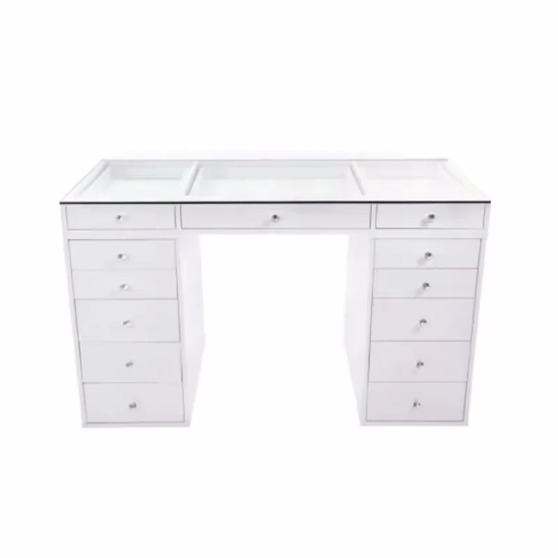 Maßgeschneiderter, moderner, minimalistischer Kosmetiktisch, Schlafzimmer-Schminktisch, elegante Wohnmöbel Image