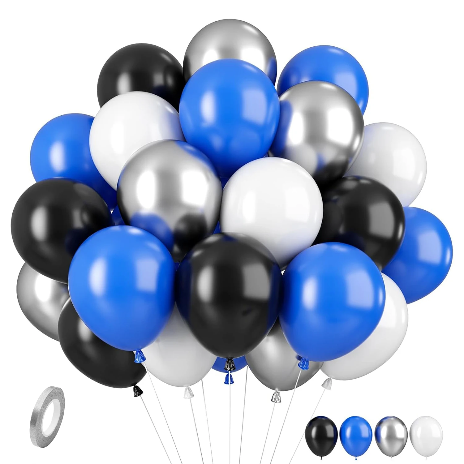 12 Zoll 35-teiliges Ballon-Set in Blaugold und Rosa, geeignet für Hochzeiten, Geburtstage, beliebte Partys, Brautpartys, Familienfeiern Image