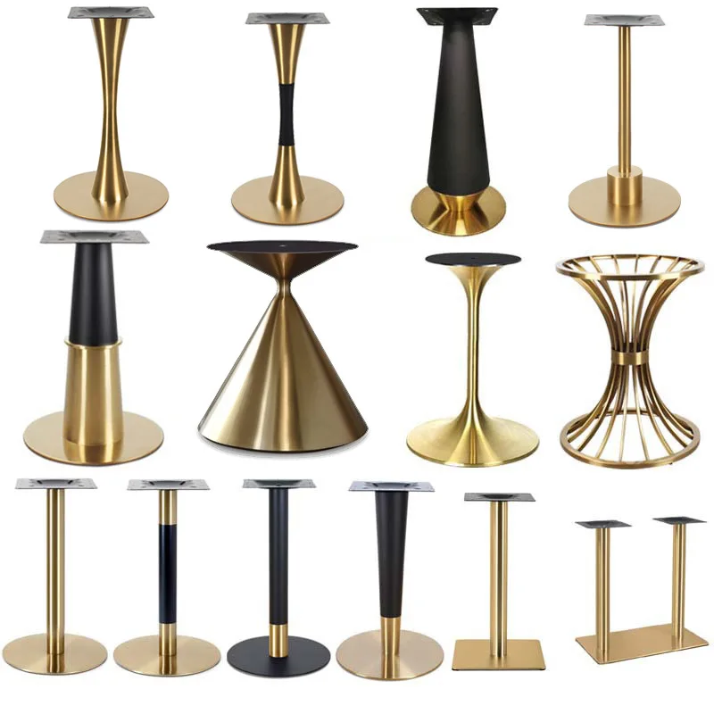Moderne, helle, luxuriöse, vergoldete Beine, Halterung für Esstisch, Esstischbeine aus gelbem Titan, Edelstahl, vergoldete Lasche Image