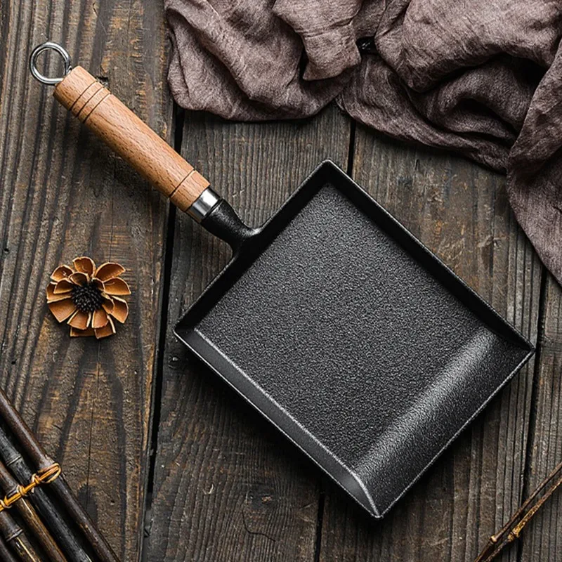 Gusseisen-Eierpfanne Antihaftbeschichtete Japanische Omelette-Pfanne Verstärkte Kochtöpfe Rechteckiger Mini-Tamagoyaki-Bratentopf Image