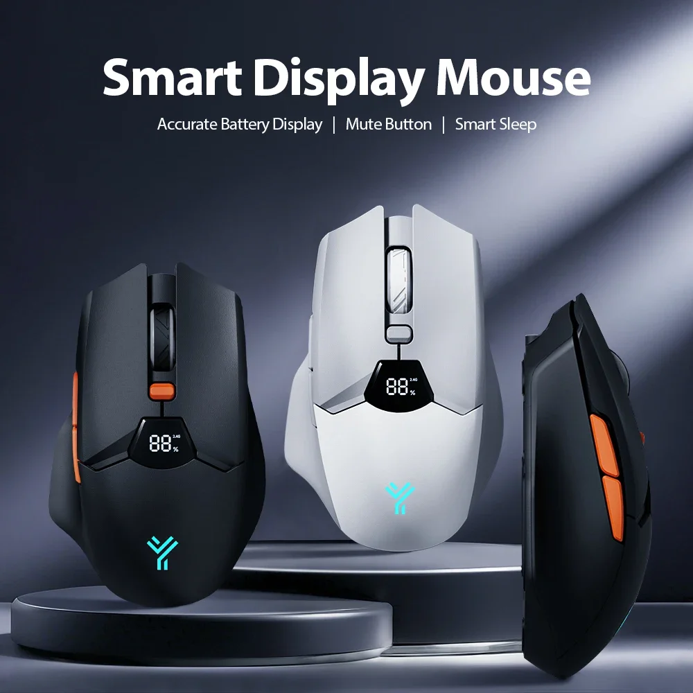 Kabellose Maus 2,4G & Bluetooth, 6-stufige DPI (800 bis 6400), 600mAh Akku, Ergonomisches Design für PC/Laptop, Schwarz & Grau-Weiß Image