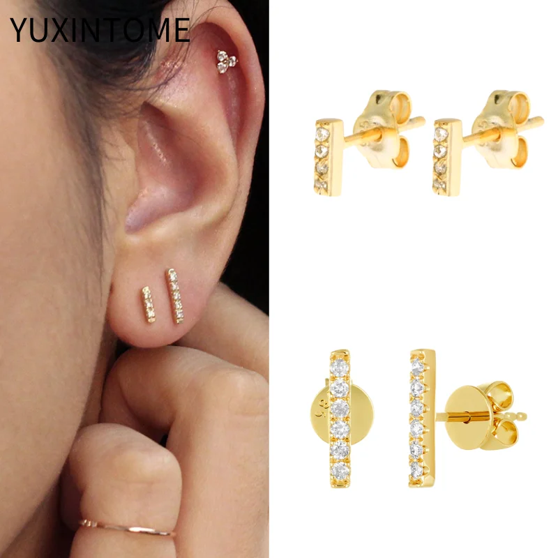 Ohrnadel aus 925er-Sterlingsilber, Zirkonia, minimalistische kleine Ohrstecker für Damen, modische flache Ohrringe, edler Schmuck, Geschenke