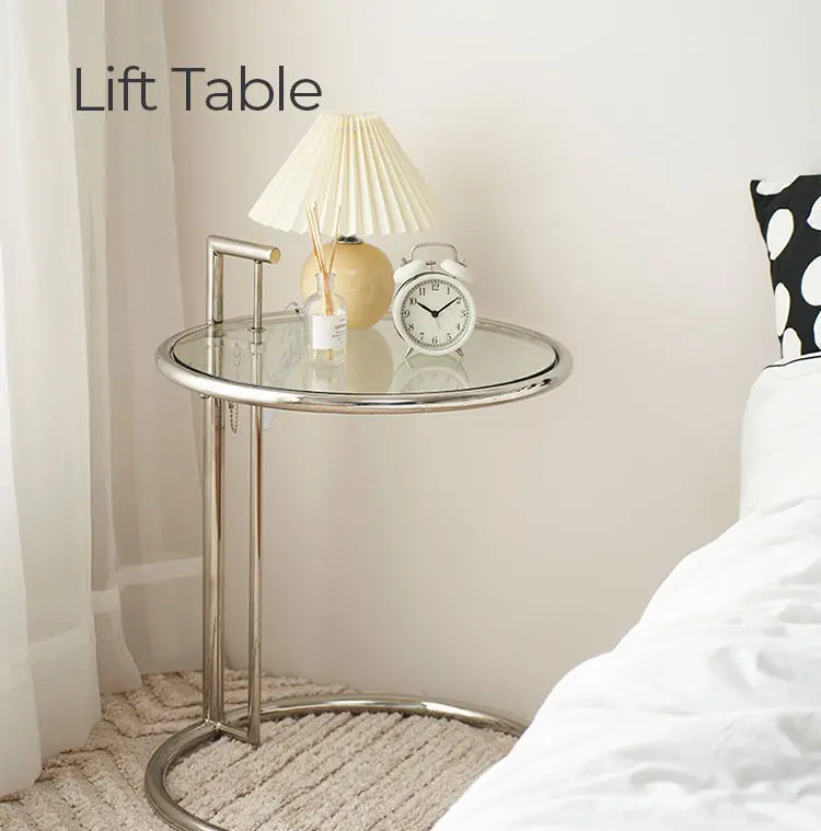 Nordic Glas Kaffee Tische Wohnzimmer Möbel Seite Tisch Balkon Edelstahl Hebe Tee Tisch Transparente Nachttische
