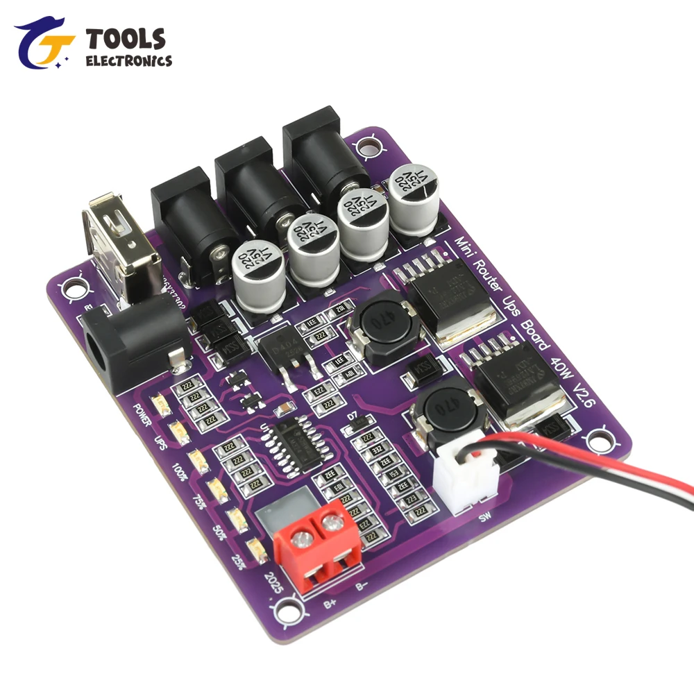 Mini-Router UPS-Platine 40W Akku-Ladeplatine 5V 9V 12V Ausgang Unterbrechungsfreie Stromversorgung für Router-Backup Image