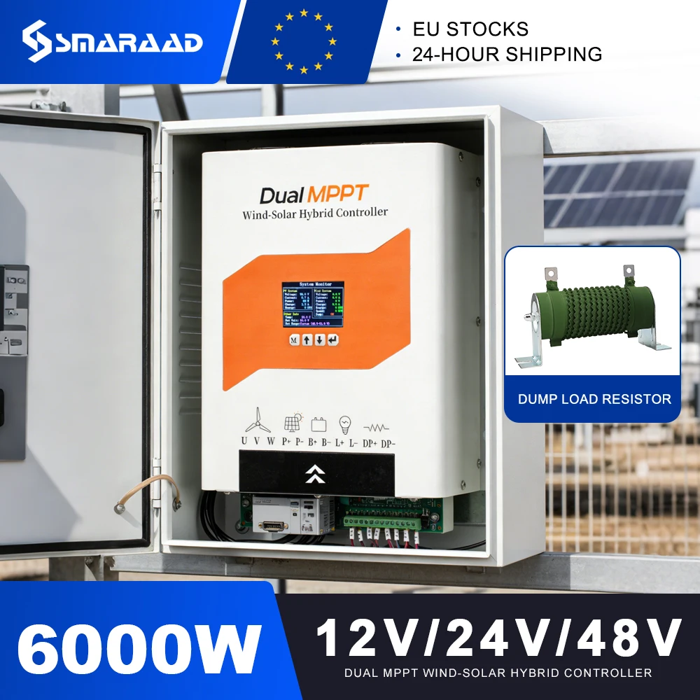 Polen Liefert Schnell 6KW Super MPPT Windenergie-Hybridsystem Lade-Solarregler 12V 24V 48V Automatische Anpassung Image