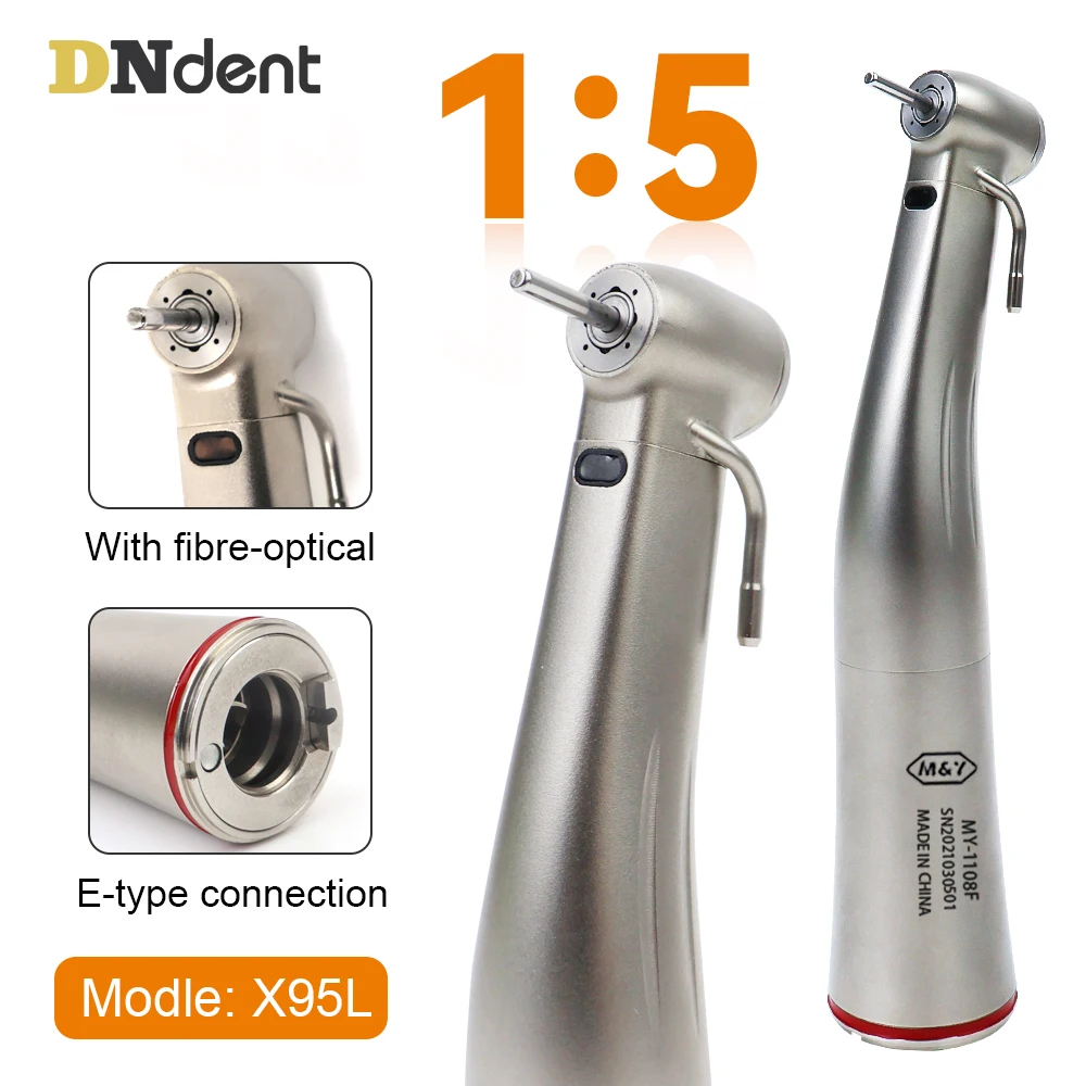 Dental X95L Geschwindigkeitsverstärkendes Winkelstück 1:5 mit Rotem Ring, Faseroptik, Niedriggeschwindigkeits-Handstück mit Externer Wasserleitung, Zahnmedizinische Instrumente Image