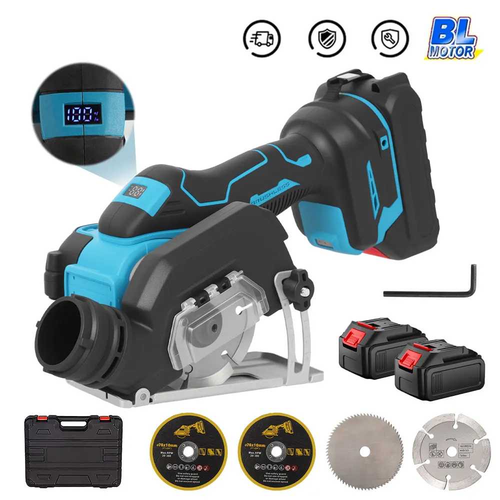 Bürstenlose Kreissäge 3-Zoll Mini Akku-Elektrosäge 22mm Schnitttiefe für Holz und Metall Schleifwerkzeug Wiederaufladbares Werkzeug Image