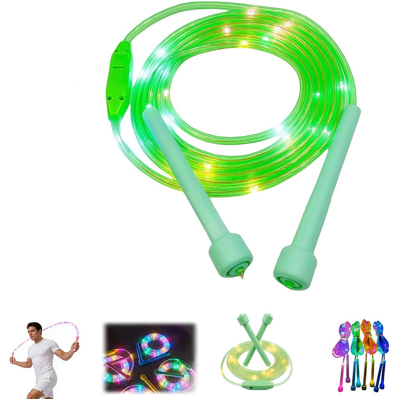 LED Light-Up Jump Rope for Kids, Adjustable Length Glowing Skipping Rope, Tangle Free PVC Jumping Rope Colorful Luminous Jumping Rope for Indoor Outdoor Fitness Exercise Night Party Favors