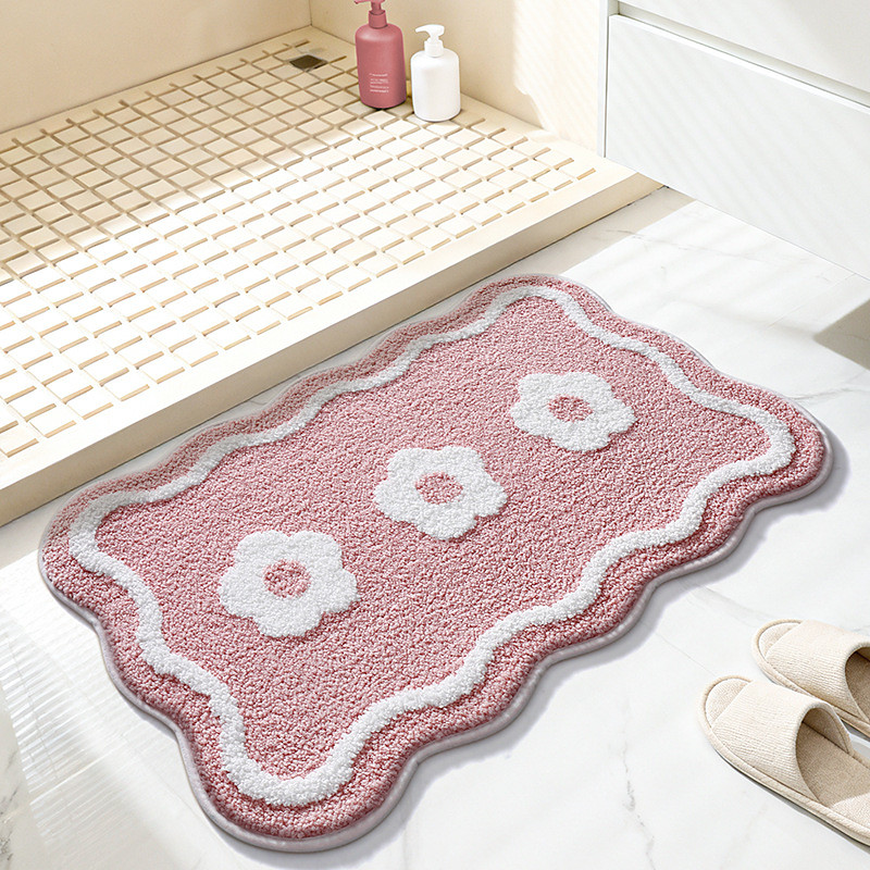 Bathroom Mat Absorbent Non Slip Bath Rug Minimalist Toilet Door Floor Mat Thick Soft Carpet for Sink Shower Bathroom Use