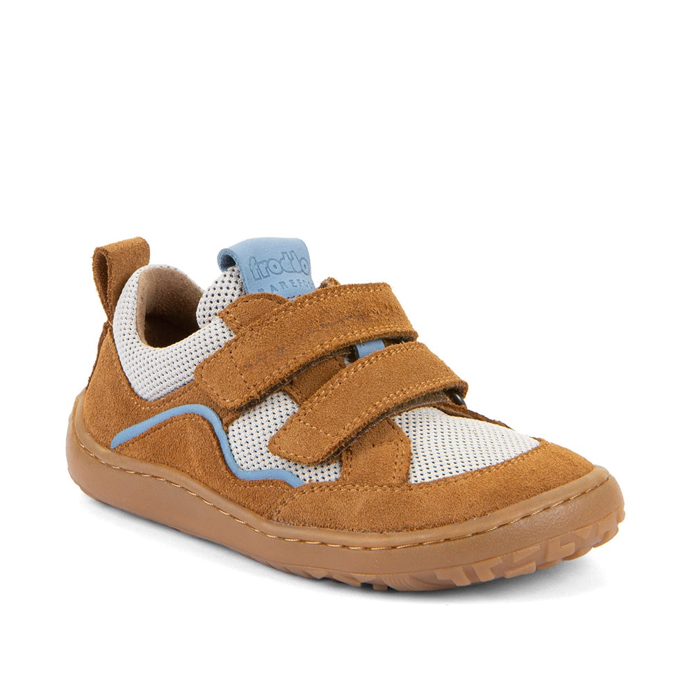 Sneaker FRODDO "Barefoot Base", Damen, Gr. 28, cognac, Leder, Textil, casual, Schuhe Sneaker, Klettschuh, Freizeitschuh, Barfußschuh mit Klettverschluss
