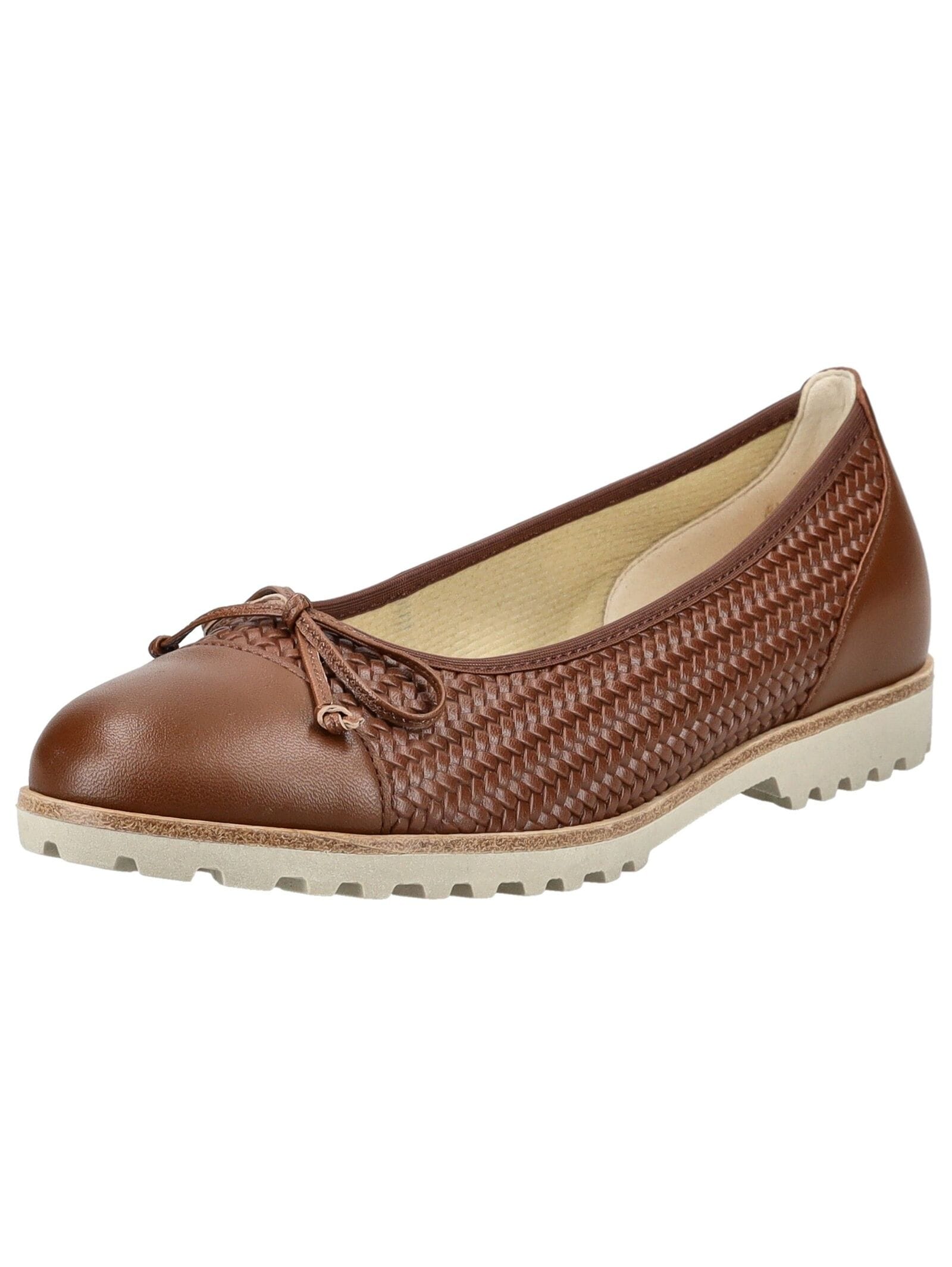 Ballerina GABOR "Gabor Ballerinas Glattleder", Damen, Gr. 38, cognac, Glattleder, Schuhe Ballerina