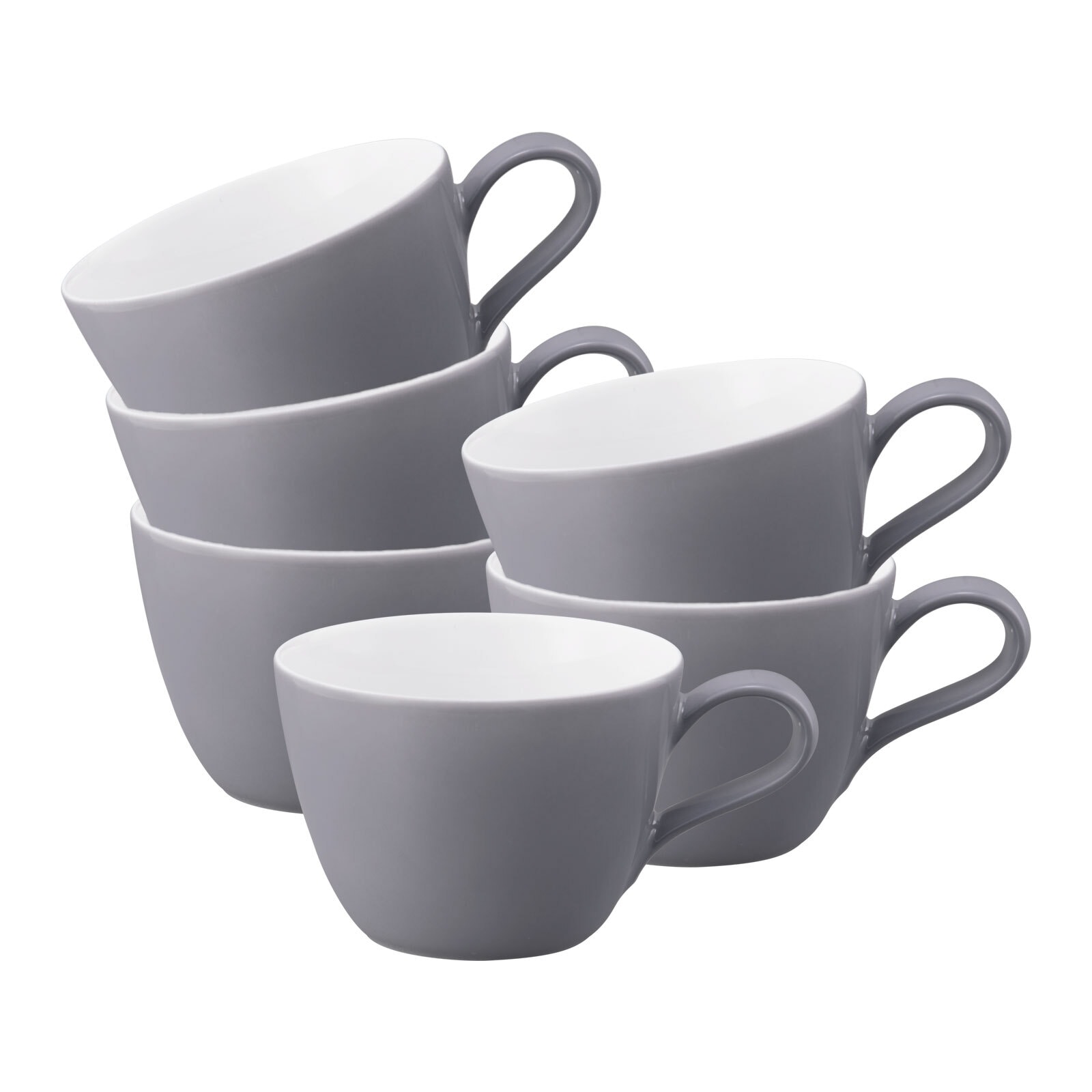 Tasse SELTMANN WEIDEN "Kaffeetassen Life Fashion 240 ml 6er Set", grau (elegant grau), 6 tlg., Porzellan, Trinkgefäße, Tasse