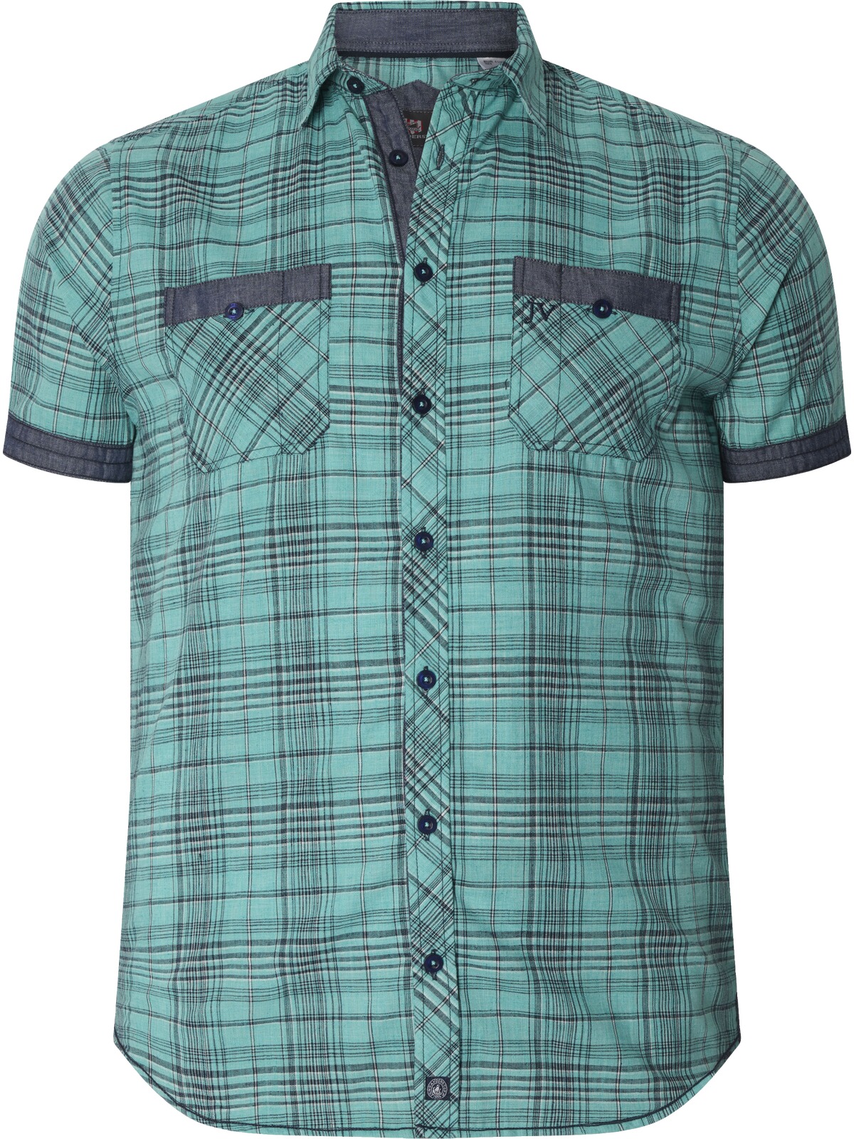 Kurzarmhemd JAN VANDERSTORM "Kurzarmhemd AALVAN", Herren, Gr. XXL, weit, blau (türkis kariert), Obermaterial: 60% Polyester COOLMAX PES(Coolmax). 25% Baumwolle CO. 15% Leinen LI., Hemden