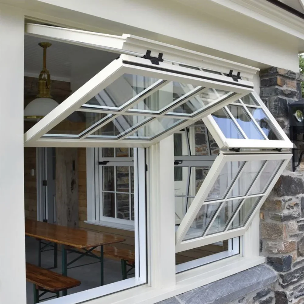 Schiebe-Klappfenster, neuer Grill, thermische Pause, Aluminiumrahmen, zweifach gefaltetes Fenster für Café, Heimdekoration, individuell anpassbar Image