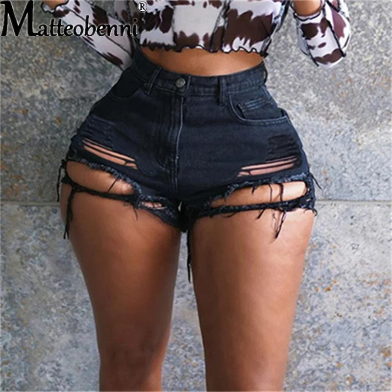 Mode Sexy Hohe Taille Damen Denim Shorts 2021 Sommer Neue frauen Zerrissene Aushöhlen Loch Streetwear Shorts Jeans Image