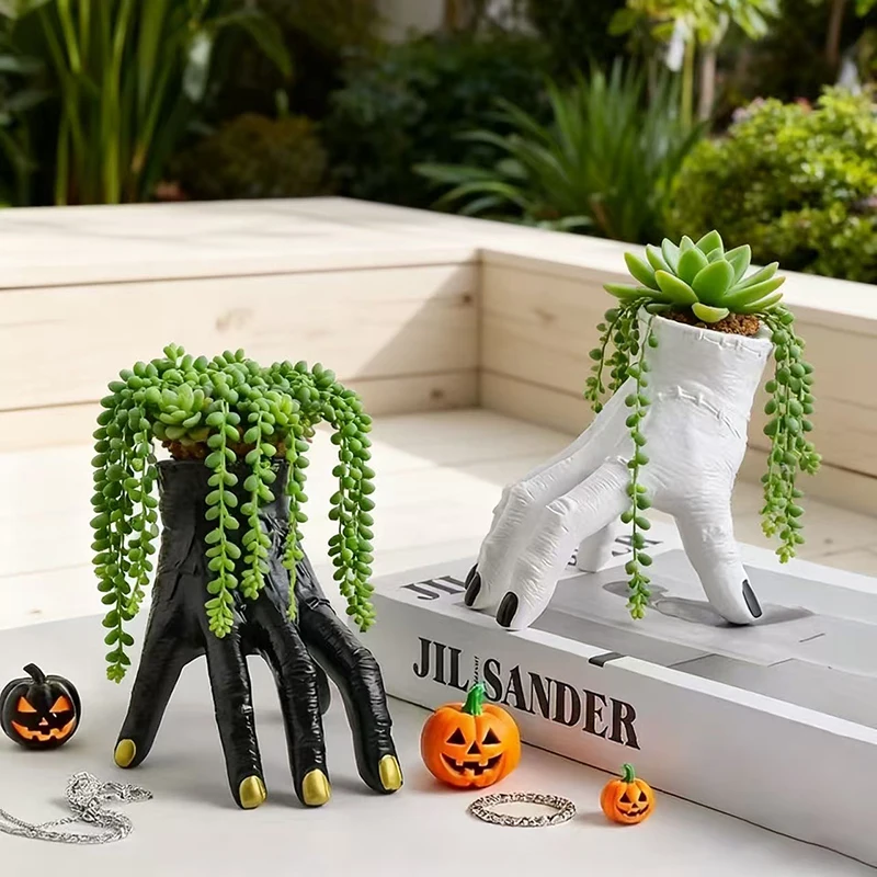 Kreativer Terror-Hand-Blumentopf Grüner Pflanzentopf Behälter für Haus, Hof und Garten Deko Harz-Handwerk Ornament Geschenk Image