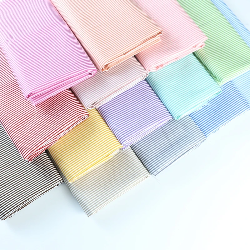 160 x 50 cm, 100 % Baumwoll-Twill, fruchtfarben, feiner Streifen, Kindergarten-Baumwolle, dreiteiliges Set, DIY handgefertigte Tischdecke, Vorhangstoff Image