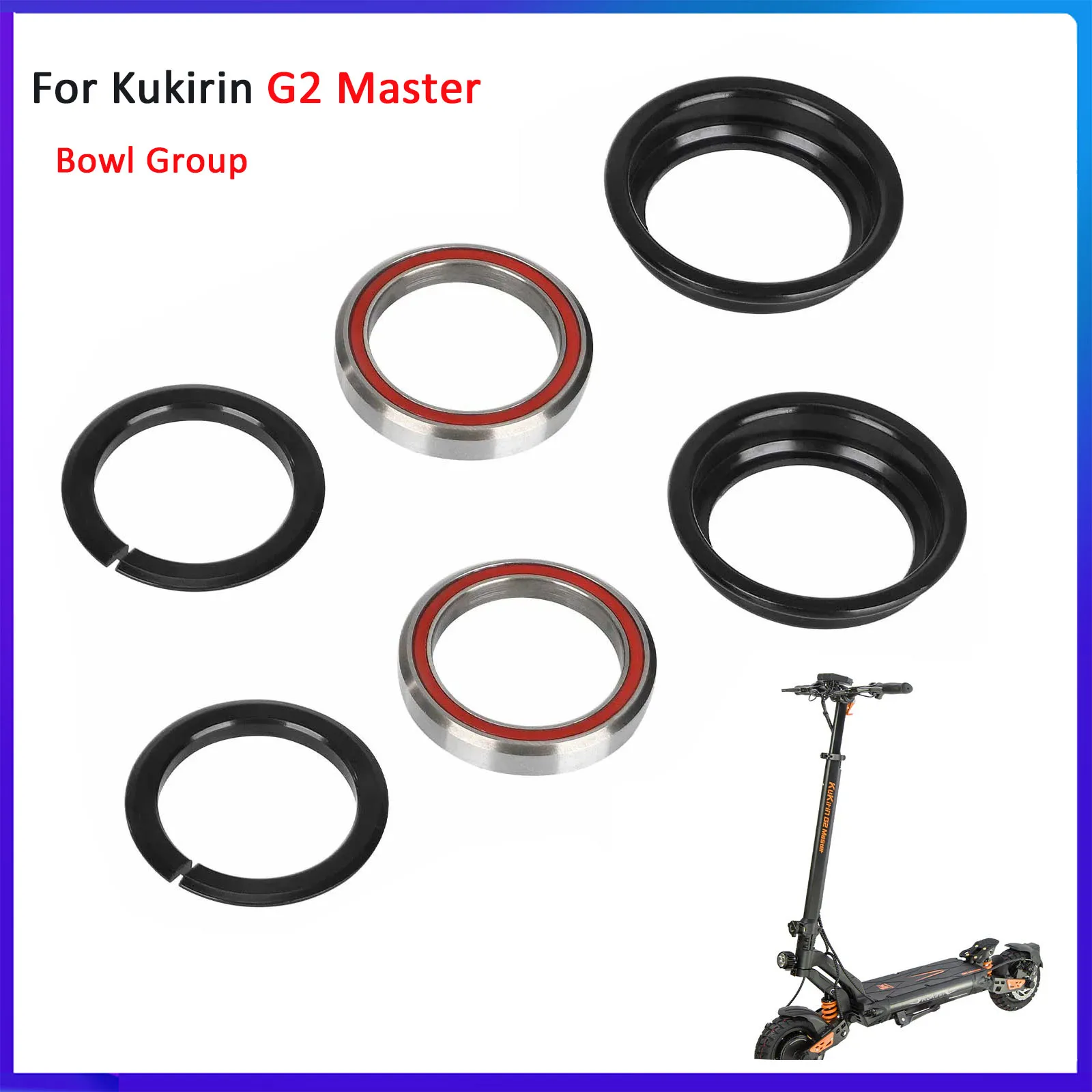 Elektroroller-Gabellagerschalen-Set für Kukirin G2 Master, 6-teiliges Vorderradgabelrohr, Stange, rotierende Lenkung, Reparaturteile Image