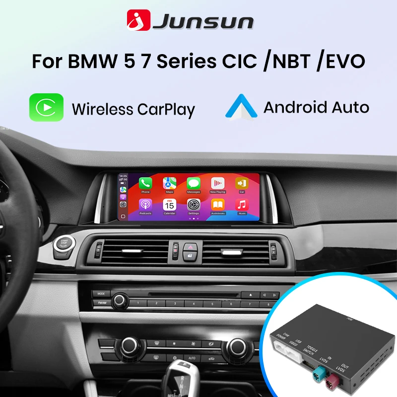 Junsun Wireless CarPlay Android Auto Interface Adapter für BMW 5er 7er Serie F10 F11 F07 GT F01 F02 F03 F04 Bluetooth Mirror Link Image