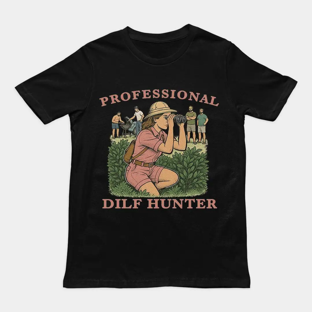 Professionelles Dilf Hunter T-Shirt Y2K Retro bedruckte Baumwolle Kurzarm lässige Mode lose Streetwear Rundhals Sport Top
