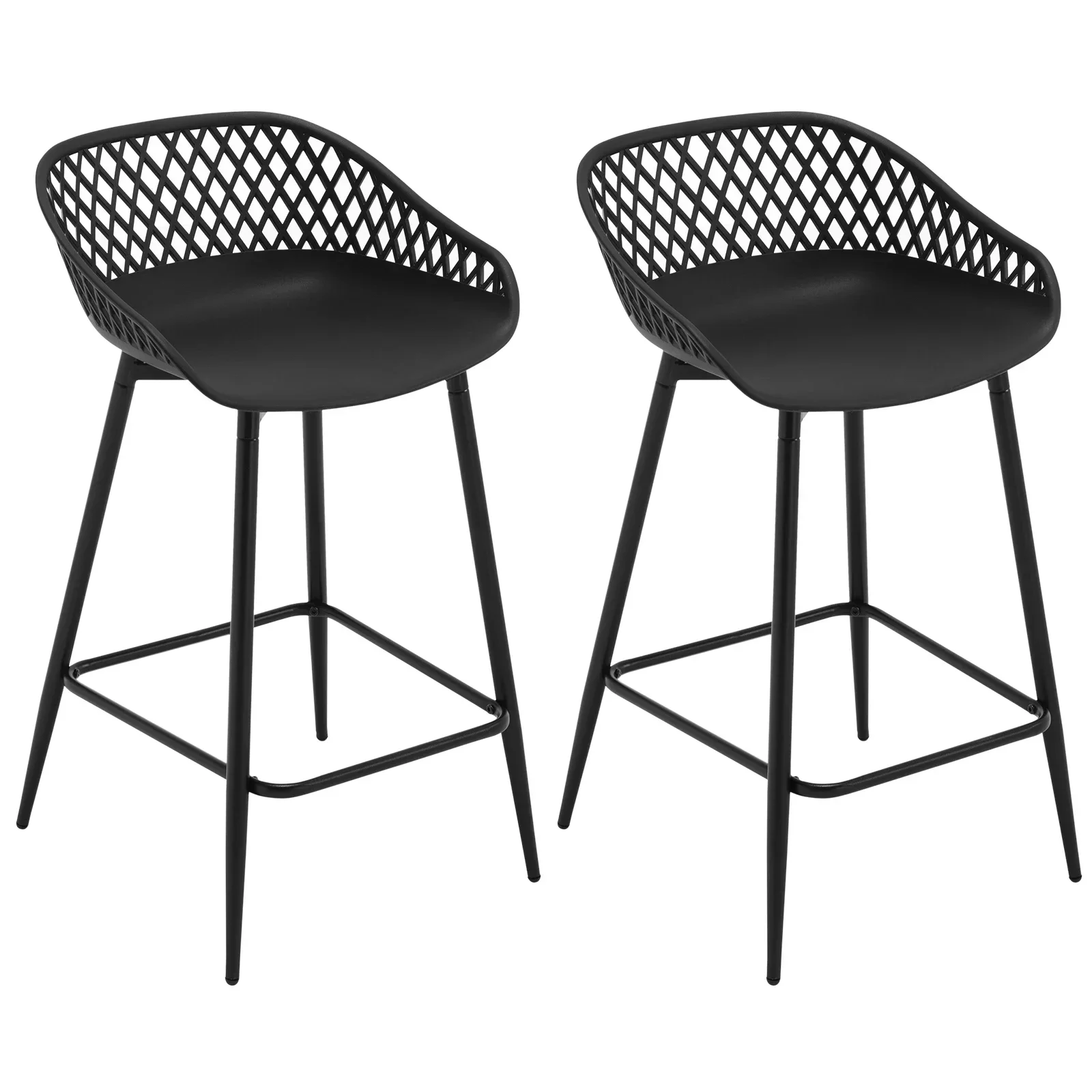 WOLTU 2 TEILE/SATZ Barhocker Thekenhocker Hoher Bistrostuhl mit durchbrochener hohler Rückenlehne Fußstütze Outdoor Garten Küchenstuhl Image
