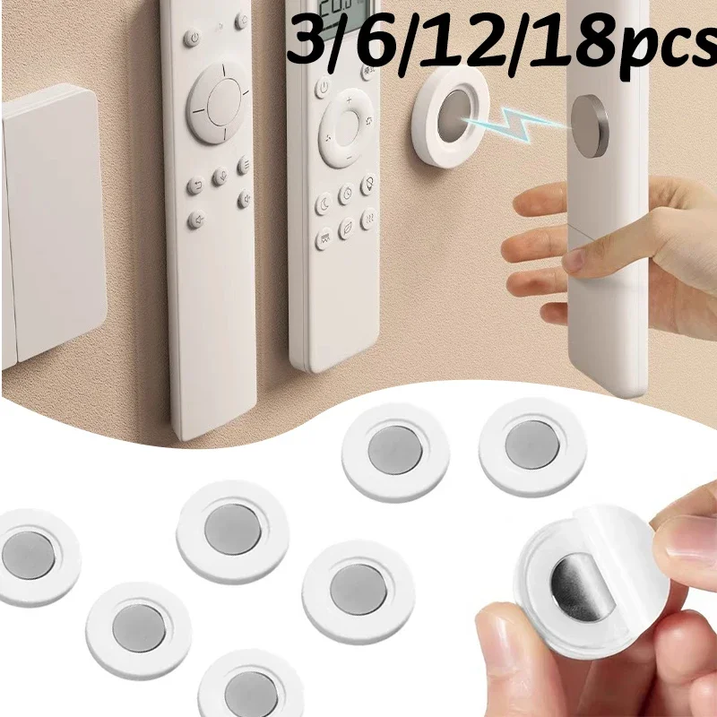 3-12 Stück Aufbewahrung Kleine Magnetische Fernbedienungshalterung Wandmontage Stark Klebende Fernbedienungshalterung TV-Fernbedienungshalter Haushalt Image
