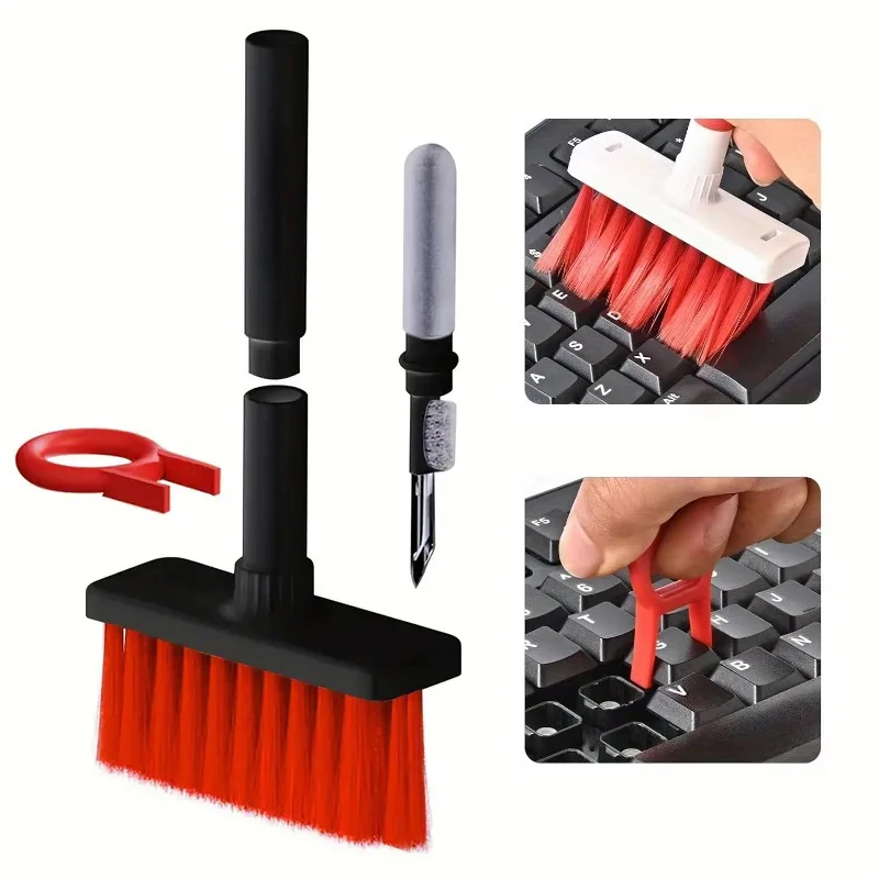 5-in-1-Tastatur-Reinigungsset, Laptop-Reiniger mit Tastenkappen-Abzieher, multifunktionales Tastaturbürsten-Reinigungsset für Desktop-Computer Image