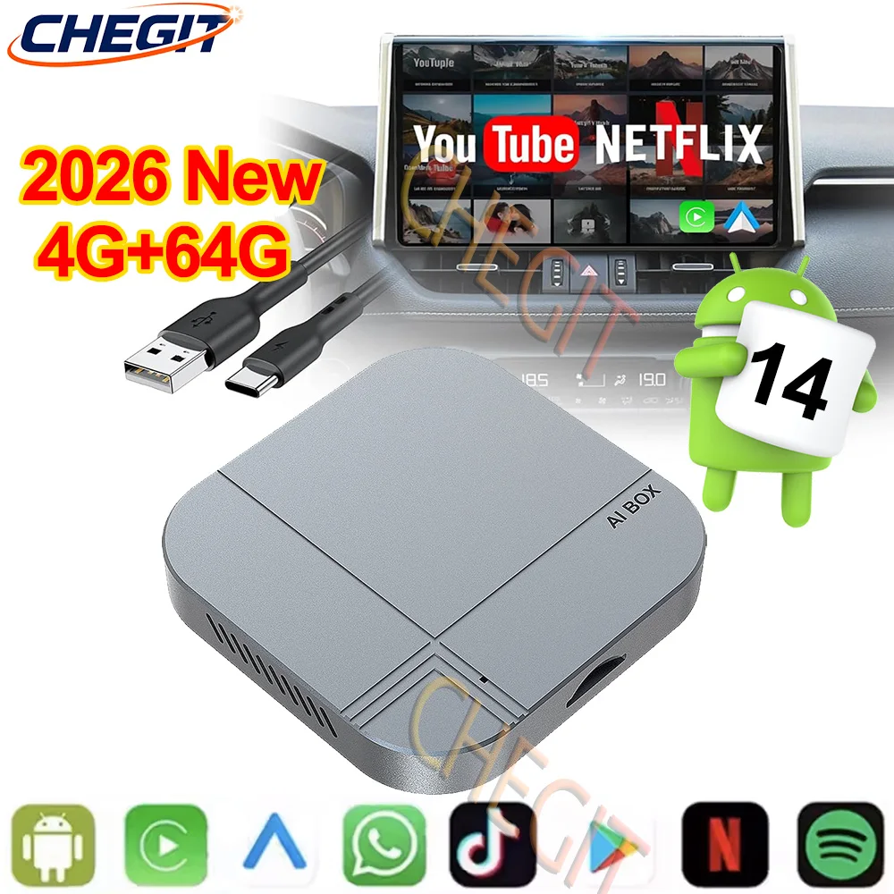 2026 Android 14 Smart Carplay Box Android Auto Kabelloser CarPlay-Adapter TV-Box Intelligentes Autosystem für Youtube Nexflit Image