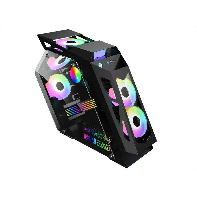 Hochwertiges Gaming-PC-Gehäuse mit LED-Panel und Lüfter, geräumig für optimale Kühlung, ideale Bauung Image