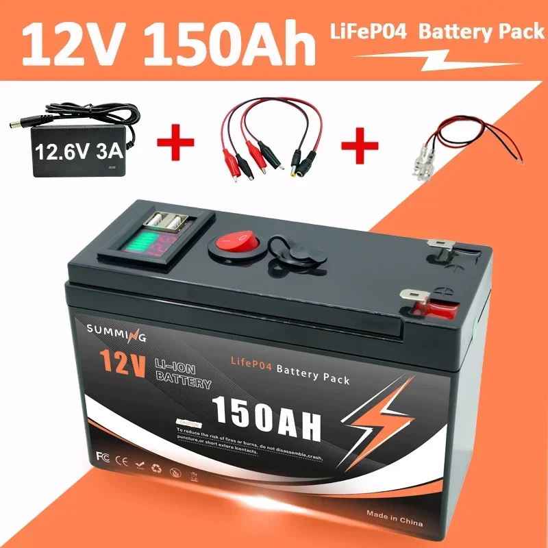 12V 15000mAh Lithium LiFeP04 Akku zum Solarladen, Fischfinder Marine Outdoor Camping Off-Grid-Anwendungen mit USB Image