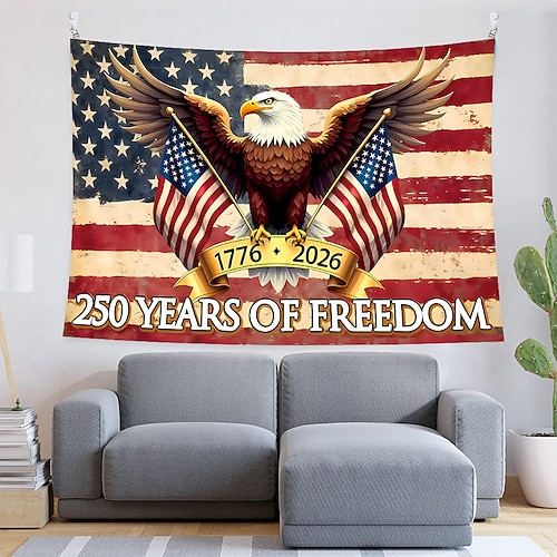 Tag der Unabhängigkeit Tapisserie Banner Decke Fahne Eagle 3D Schlafzimmer Wohnzimmer Wohnheim Jugendzimmer Studentenwohnheim Wandveranda Wohndeko Image