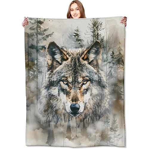 Tag der Unabhängigkeit Fleecedecken Überwurfdecke für die Couch Wolf Geschenk Klassisch Modern 3D Sofa Bett Dekorative Decke Warme Decke Wohndeko Image