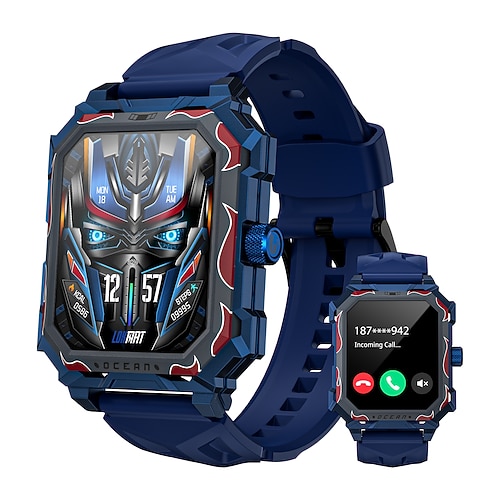 LOKMAT OCEAN MAX Smartwatch 1.96 Zoll Smartwatch mit Bluetooth-Anruffunktion Schrittzähler Anruferinnerung Schlaf-Tracker Kompatibel mit Android iOS Unisex Langer Standby Freisprechanrufe Wasserdicht Image