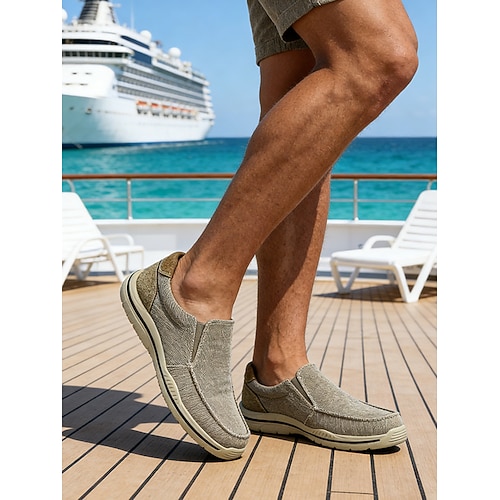 Herren-Slipper aus Canvas für Insel- und Kreuzfahrten, bequeme und stylische Schuhe für Strandurlaub und Resort-Bekleidung Image