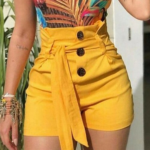 Damen Shorts Sommerhose Sommershorts Strandshorts Urlaub Mode Alltagstauglich Kurz Hohe Taille Einfarbig Einfach Kordelzug Reißverschluss Komfort Schnelltrocknend Weich Mikroelastisch Streetwear Image