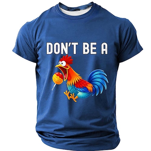 Herren Hahn Lustiger Slang T Shirt Kurzarm T-Shirt 3D-Druck Rundhalsausschnitt Hemd Mode Täglich Täglich Straße Blau Schwarz Rote Sommer Frühling Bekleidung S M L XL XXL XXXL Image