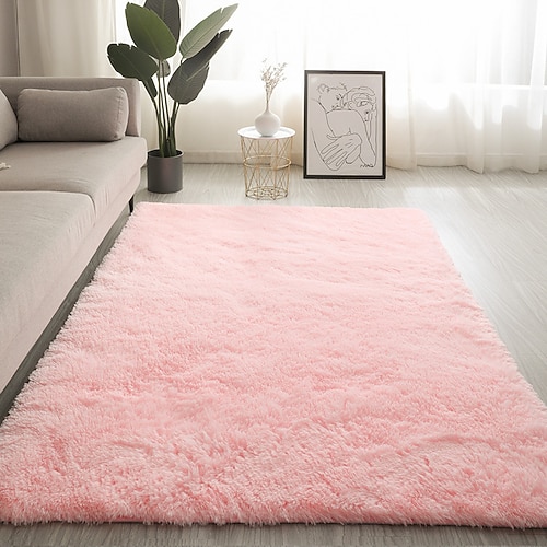 Schlafzimmerteppich im nordischen Stil, flauschiger Bodenteppich, weicher Dekoteppich für Wohnzimmer, Couchtisch, Nachttisch und Mädchenzimmer Image