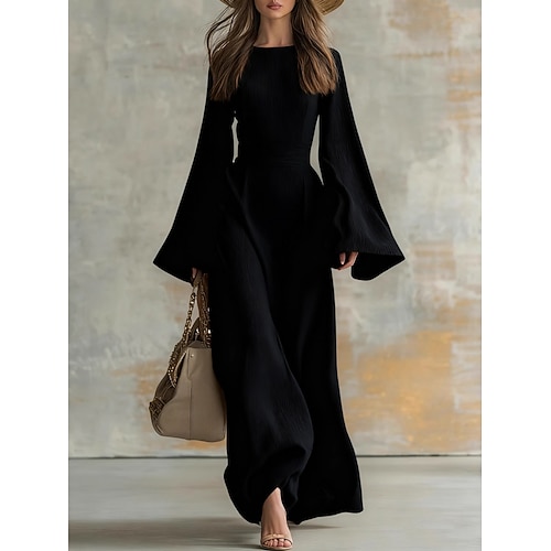 Damen Maxikleid Baumwoll-Leinen-Kleider Kaftan Kleid Elegant Mode Täglich Urlaub Ausgehen Schlank Einfach Ärmellos Rundhalsausschnitt Schwarz Weiß Wein Khaki Sommer Frühling Image