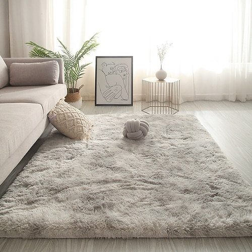 Schlafzimmerteppich im nordischen Stil, flauschiger Bodenteppich, weicher Dekoteppich für Wohnzimmer, Couchtisch, Nachttisch und Mädchenzimmer Image