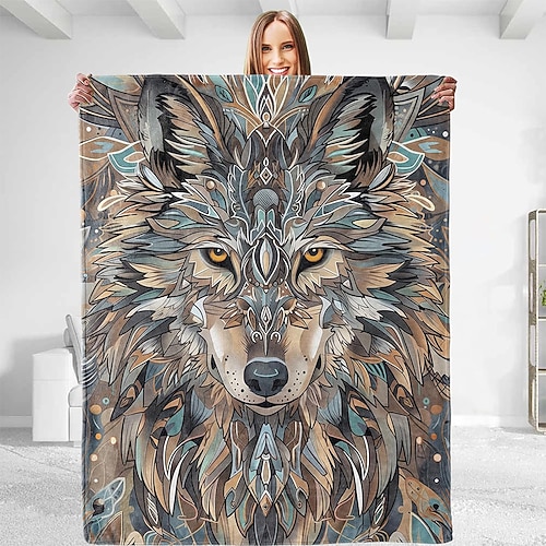 Tag der Toten Fleecedecken Überwurfdecke für die Couch Wolf Klassisch 3D Sofa Bett Dekorative Decke Warme Decke Wohndeko Image